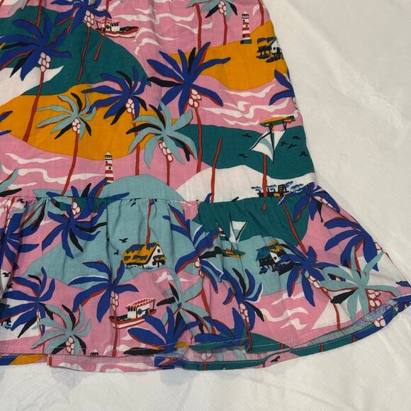 Sam Edelman Tropical Island Print Summer Dress Size 6 Tie Shoulders Palm Trees - Picture 9 of 10